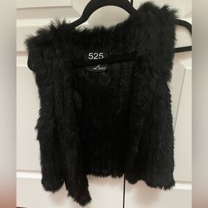 525 America rabbit fur black vest